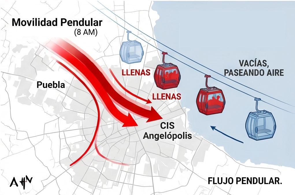 Simulación visual del déficit operativo y costo real por usuario del Cablebús Puebla.
